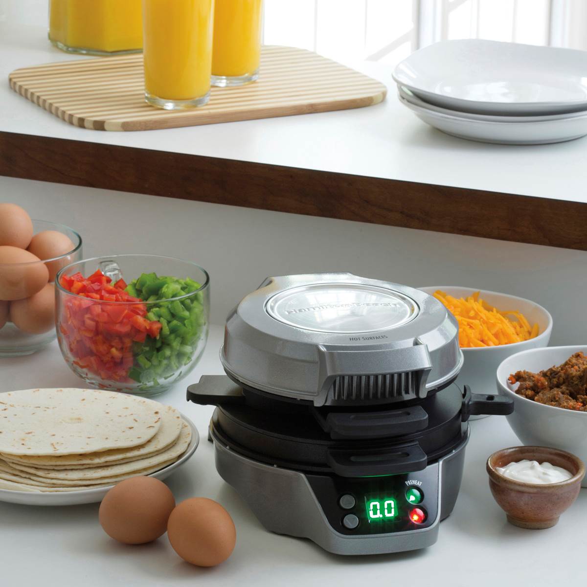 Hamilton Beach Countertop Breakfast Burrito Sandwich Maker, Silver (Open Box)