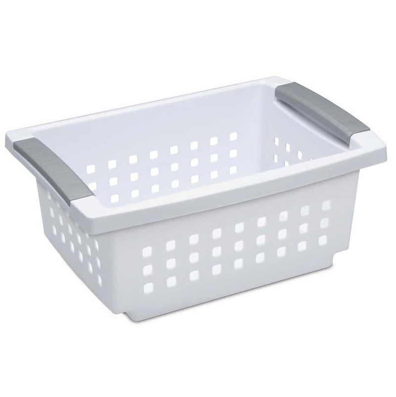 Sterilite 16608006 Small Stacking Basket with Titanium Accents, White (48 Pack)