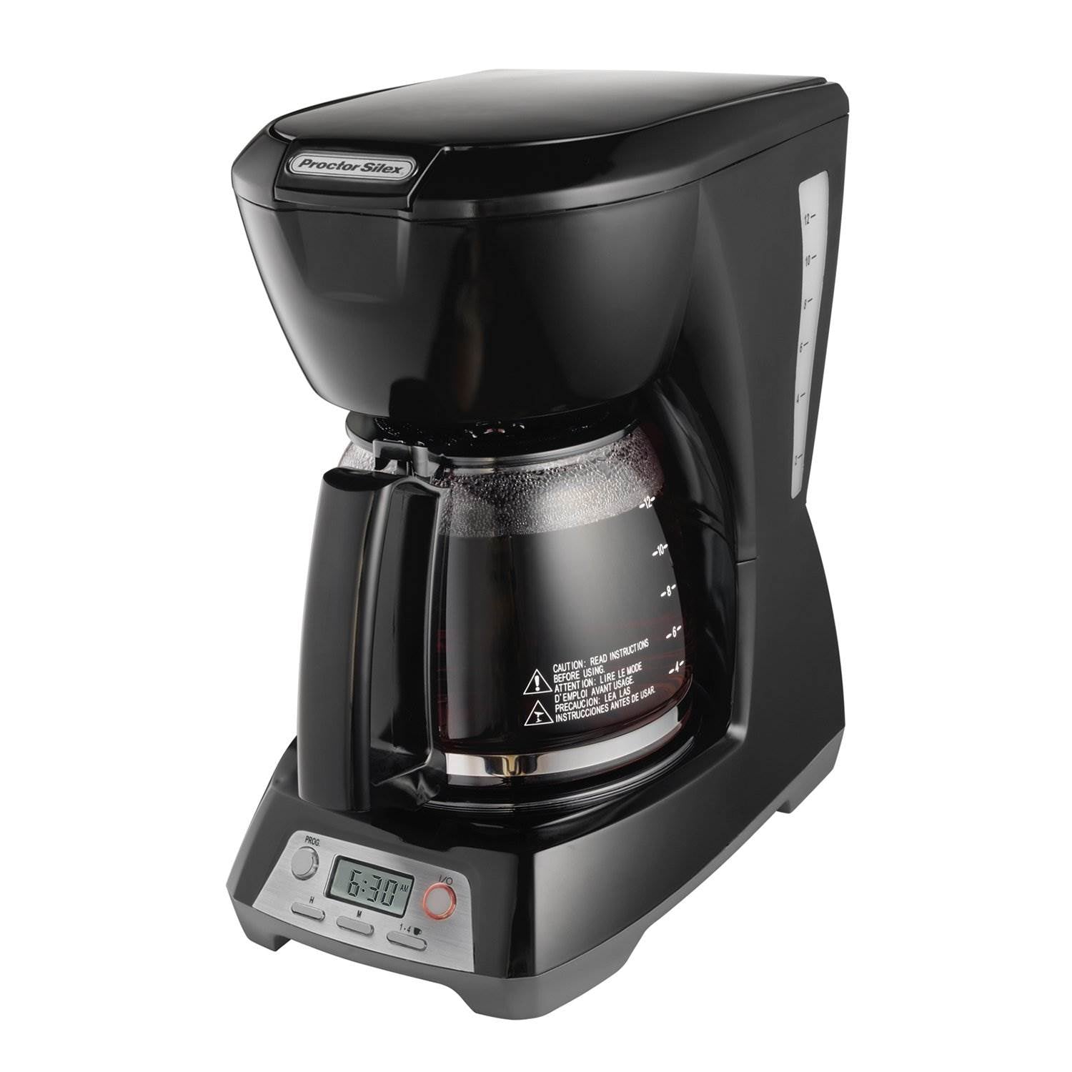 Proctor Silex 43672 Digital 12-Cup Programmable Coffee Maker, Black (Open Box)