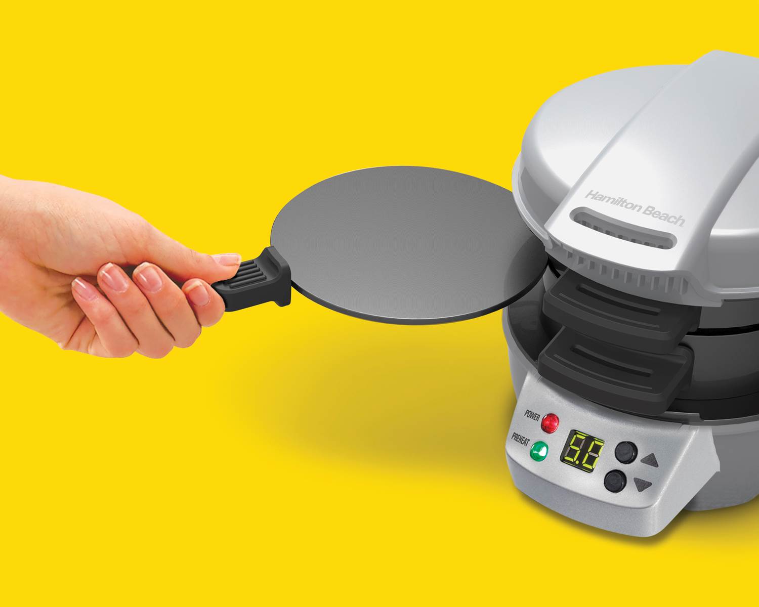 Hamilton Beach 25478 Breakfast Sandwich Maker Timer Press, Silver (Open Box)