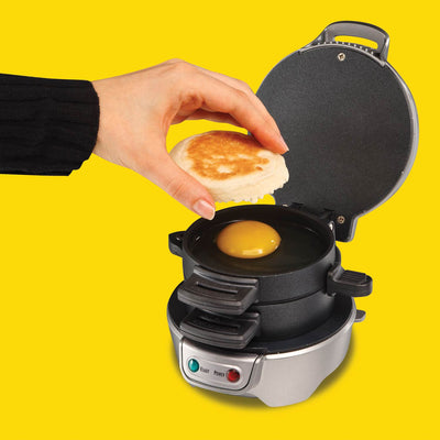 Hamilton Beach 25478 Breakfast Sandwich Maker Timer Press, Silver (Open Box)