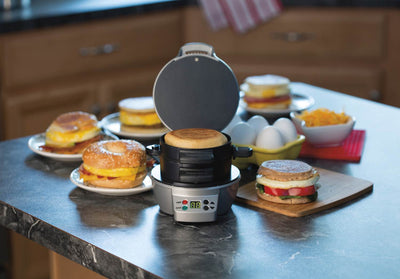 Hamilton Beach 25478 Breakfast Sandwich Maker Timer Press, Silver (Open Box)