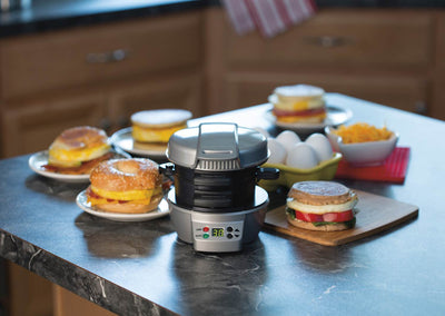 Hamilton Beach 25478 Breakfast Sandwich Maker Timer Press, Silver (Open Box)