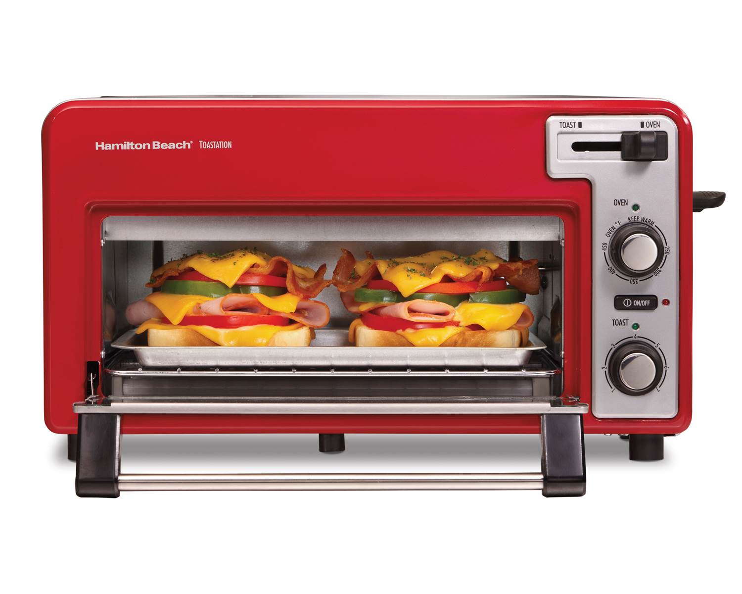 Hamilton Beach Toastation Toaster Oven w/Wide 2 Slice Toaster Red (Open Box)