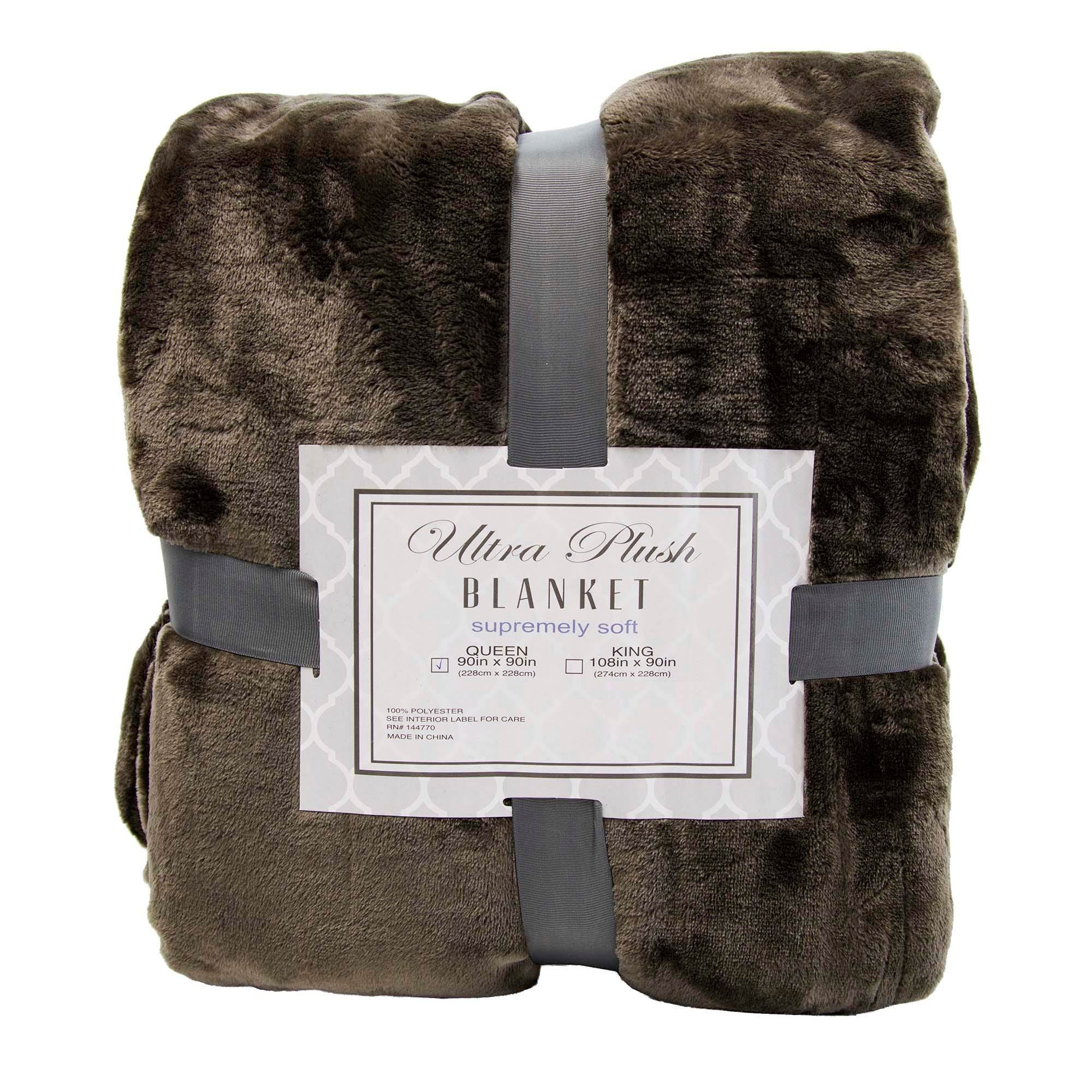Ultra Plush Supremely Soft 90 x 90 Inches Fuzzy Velour Throw Blanket in Brown