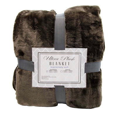 Ultra Plush Supremely Soft 90 x 90 Inches Fuzzy Velour Throw Blanket in Brown