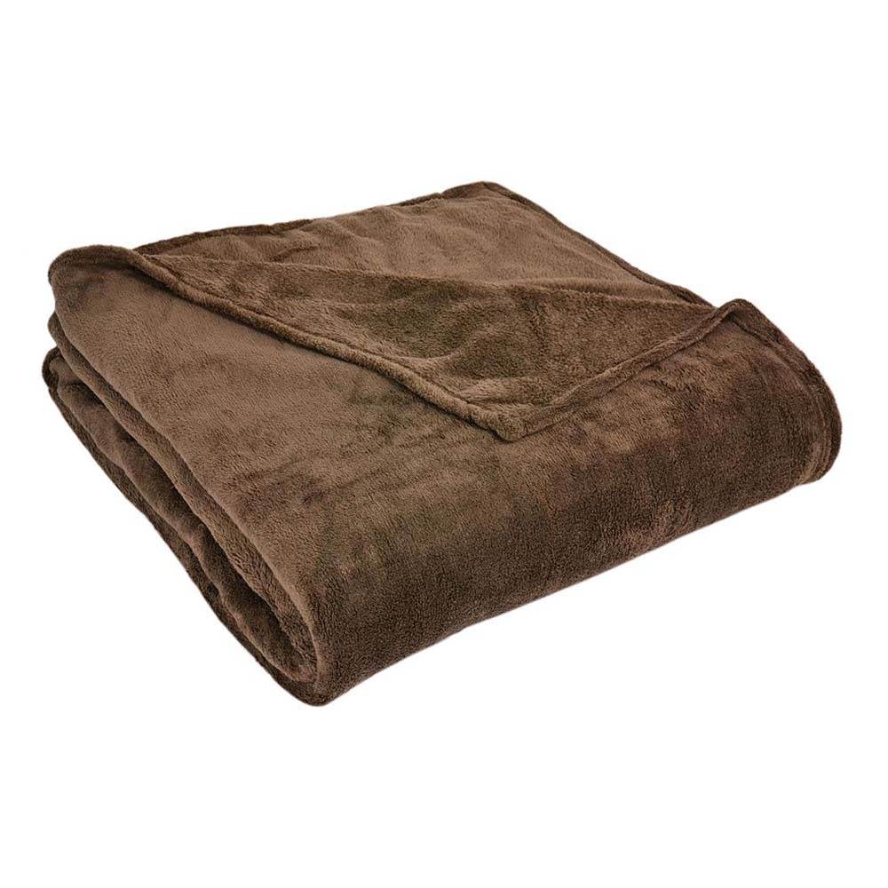 Ultra Plush Supremely Soft 90 x 90 Inches Fuzzy Velour Throw Blanket in Brown