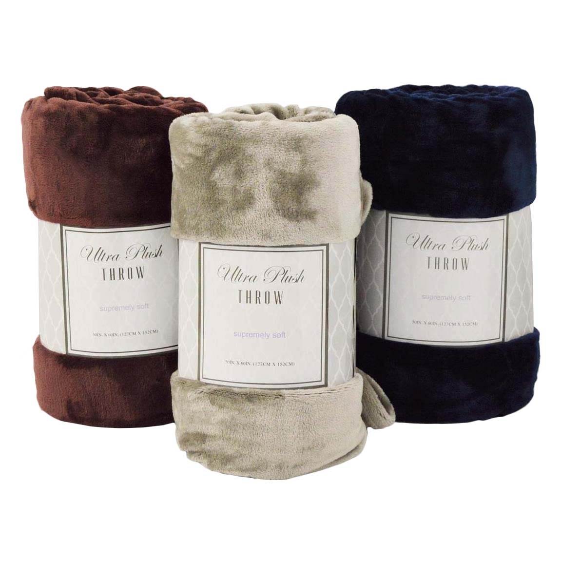 Ultra Plush Supremely Soft 90 x 90 Inches Fuzzy Velour Throw Blanket in Brown