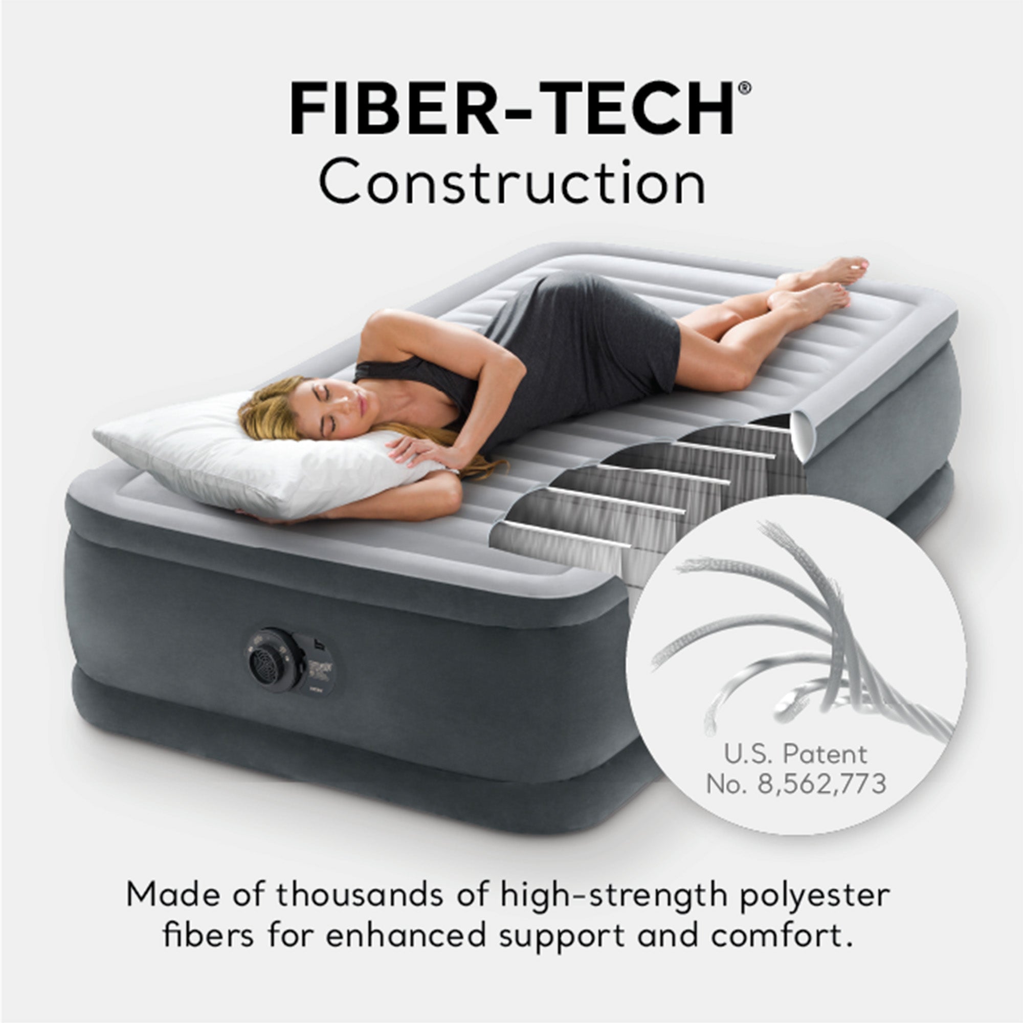 Intex Dura Beam Comfort Plus Airbed Mattress Built In Pump, Twin Size(Open Box) - VMInnovations