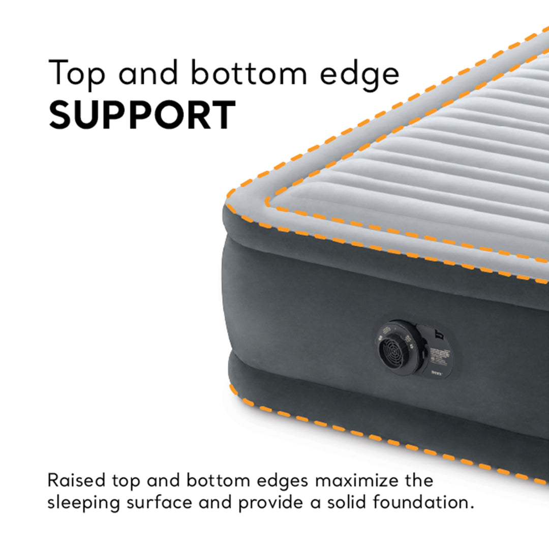 Intex Dura Beam Comfort Plus Airbed Mattress Built In Pump, Twin Size(Open Box)