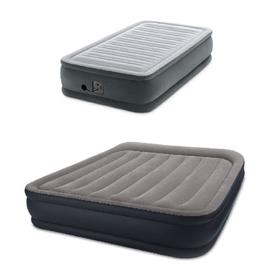 Intex Dura Beam Airbed, Twin & Intex Deluxe Air Bed, Queen w/ Built In Pumps