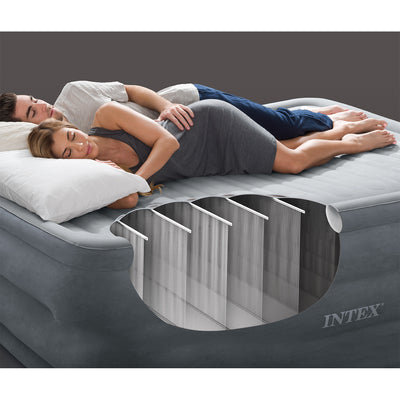 Intex Full 22 Inch DuraBeam Mattress Air Bed with Built-In Pump, Gray (Open Box)