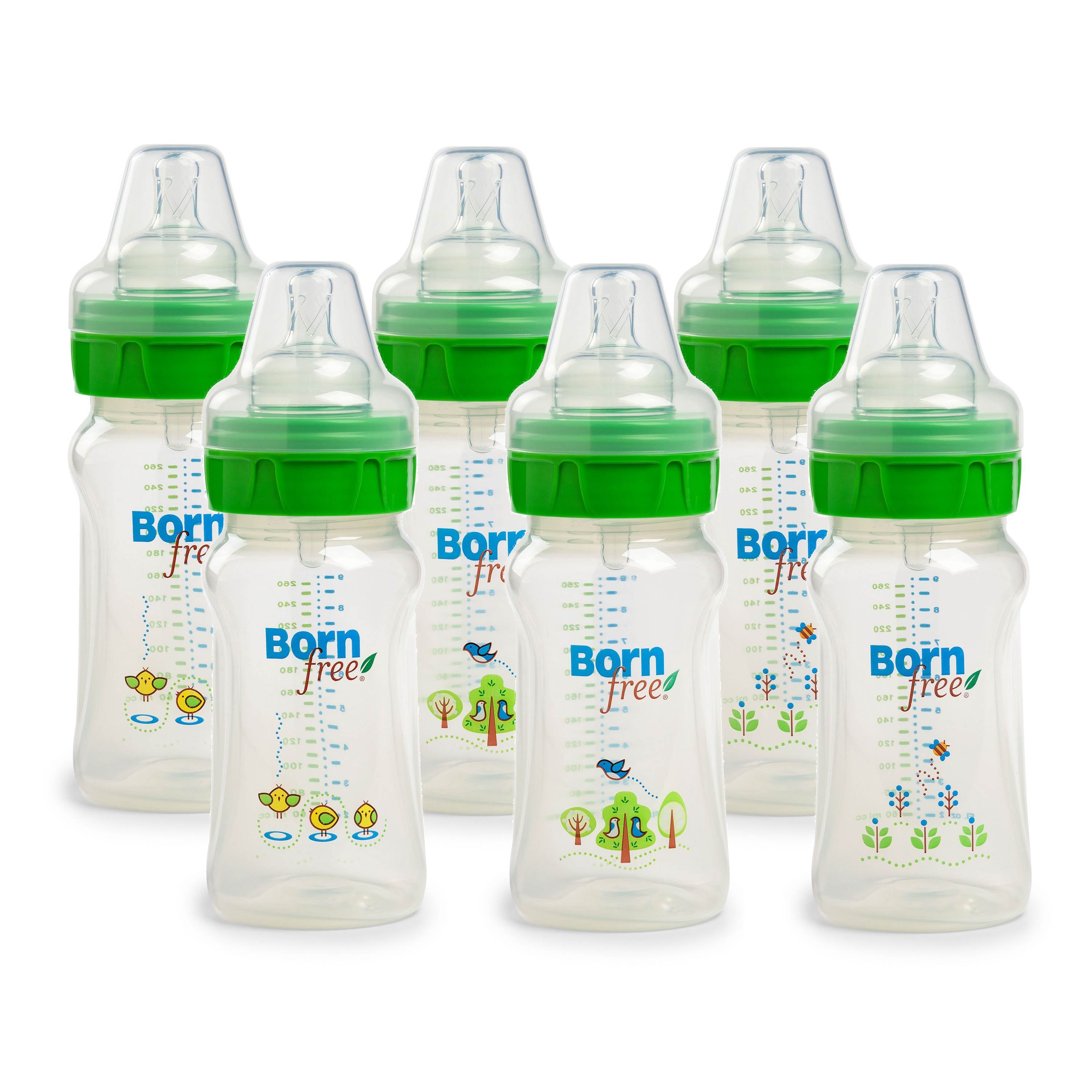 Born Free 9 oz. Deco ActiveFlow Six Pack Baby Feeding Bottles (Open Box)
