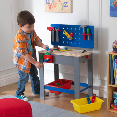 KidKraft Primary Colors Deluxe Workbench w/ Tools Storage Bins 63345 - Open Box