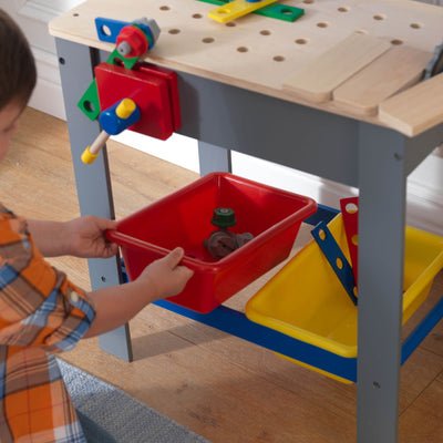KidKraft Primary Colors Deluxe Workbench w/ Tools Storage Bins 63345 - Open Box
