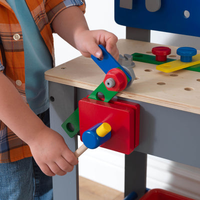 KidKraft Primary Colors Deluxe Workbench w/ Tools Storage Bins 63345 - Open Box