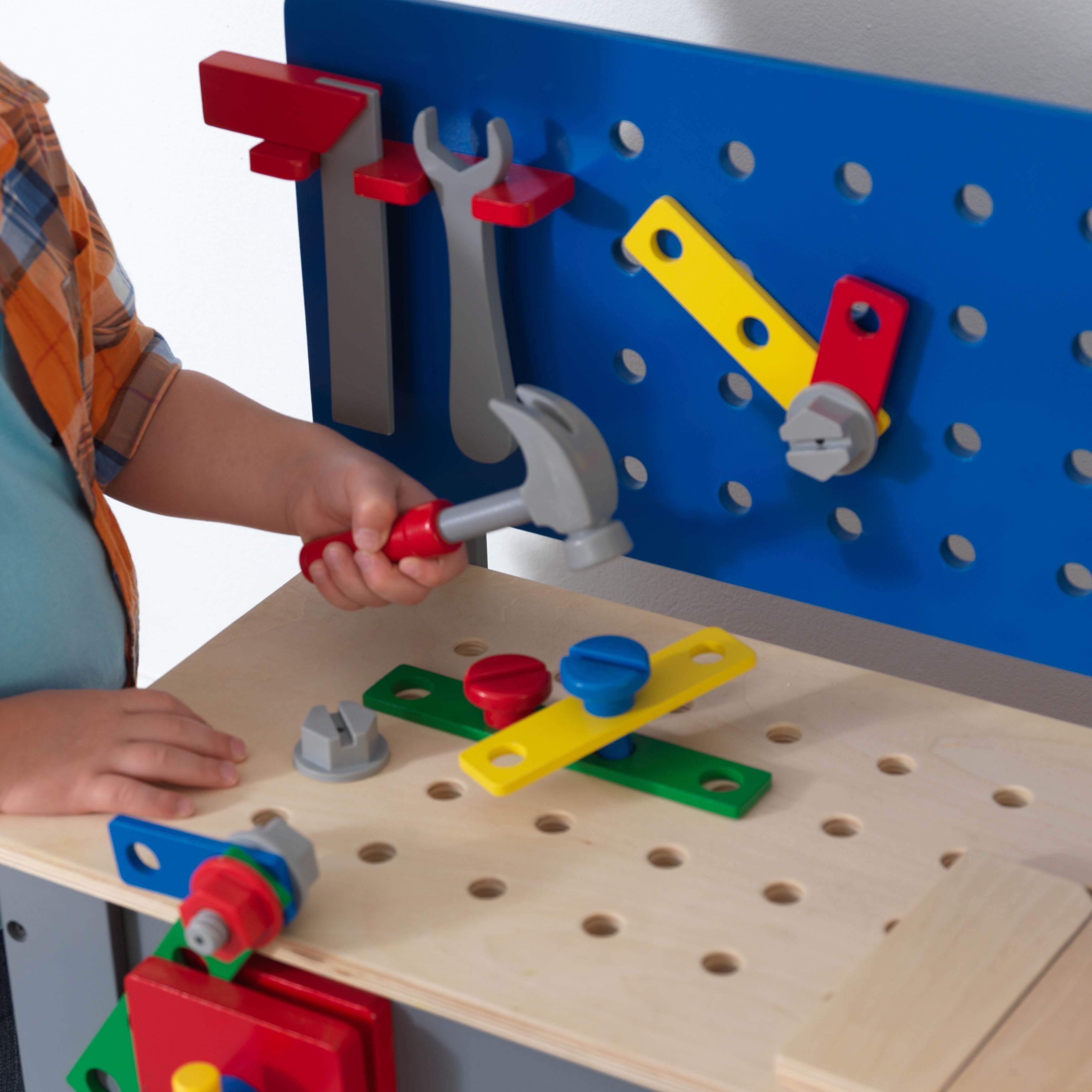 KidKraft Primary Colors Deluxe Workbench w/ Tools Storage Bins 63345 - Open Box