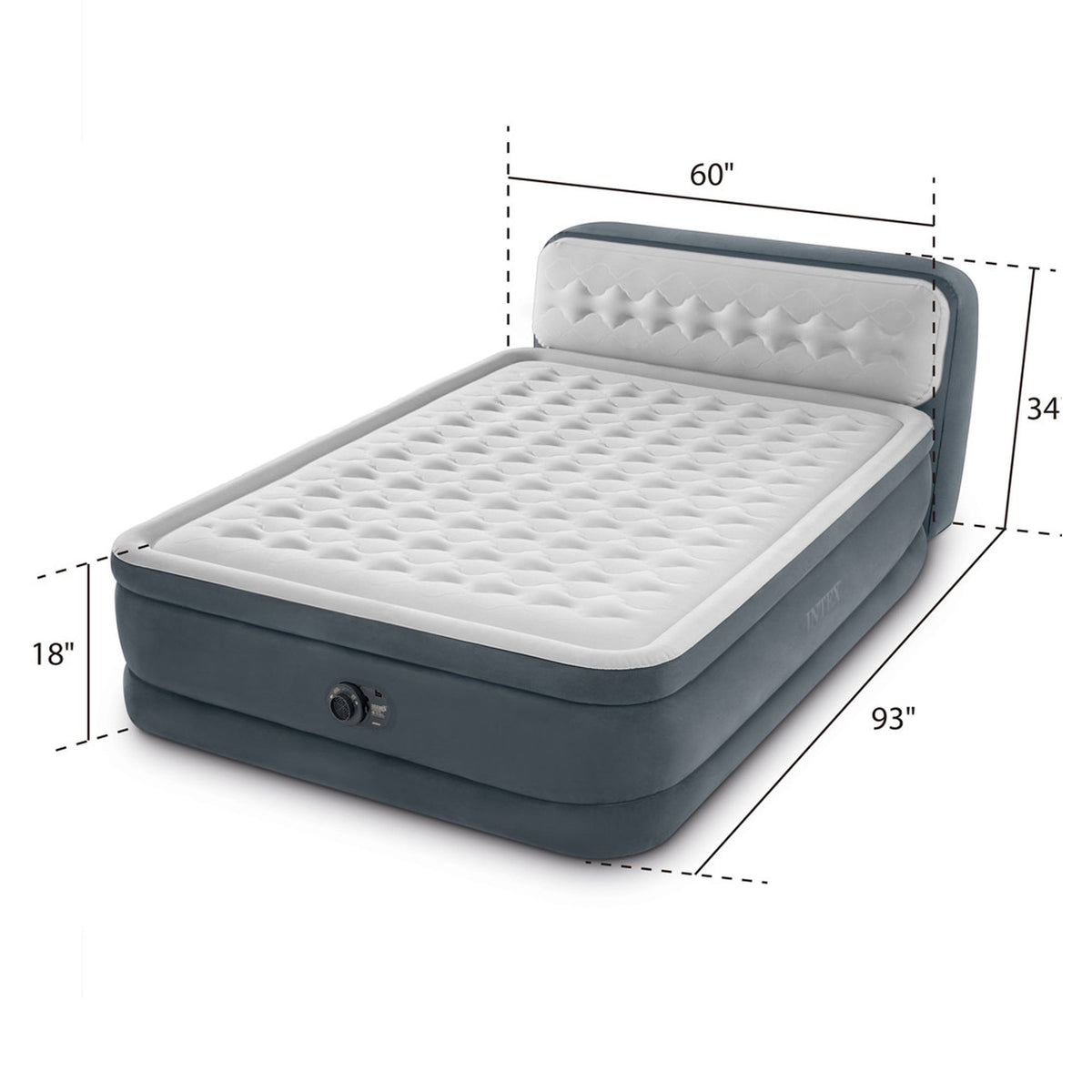 Intex Dura Beam Ultra Plush Headboard Airbed w/Built In Pump, Queen (2 Pack)