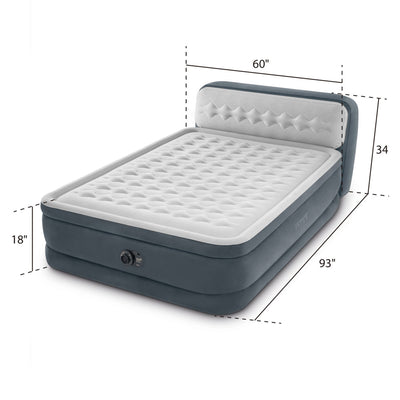 Intex Dura Beam Ultra Plush Headboard Airbed w/Built In Pump, Queen (2 Pack)
