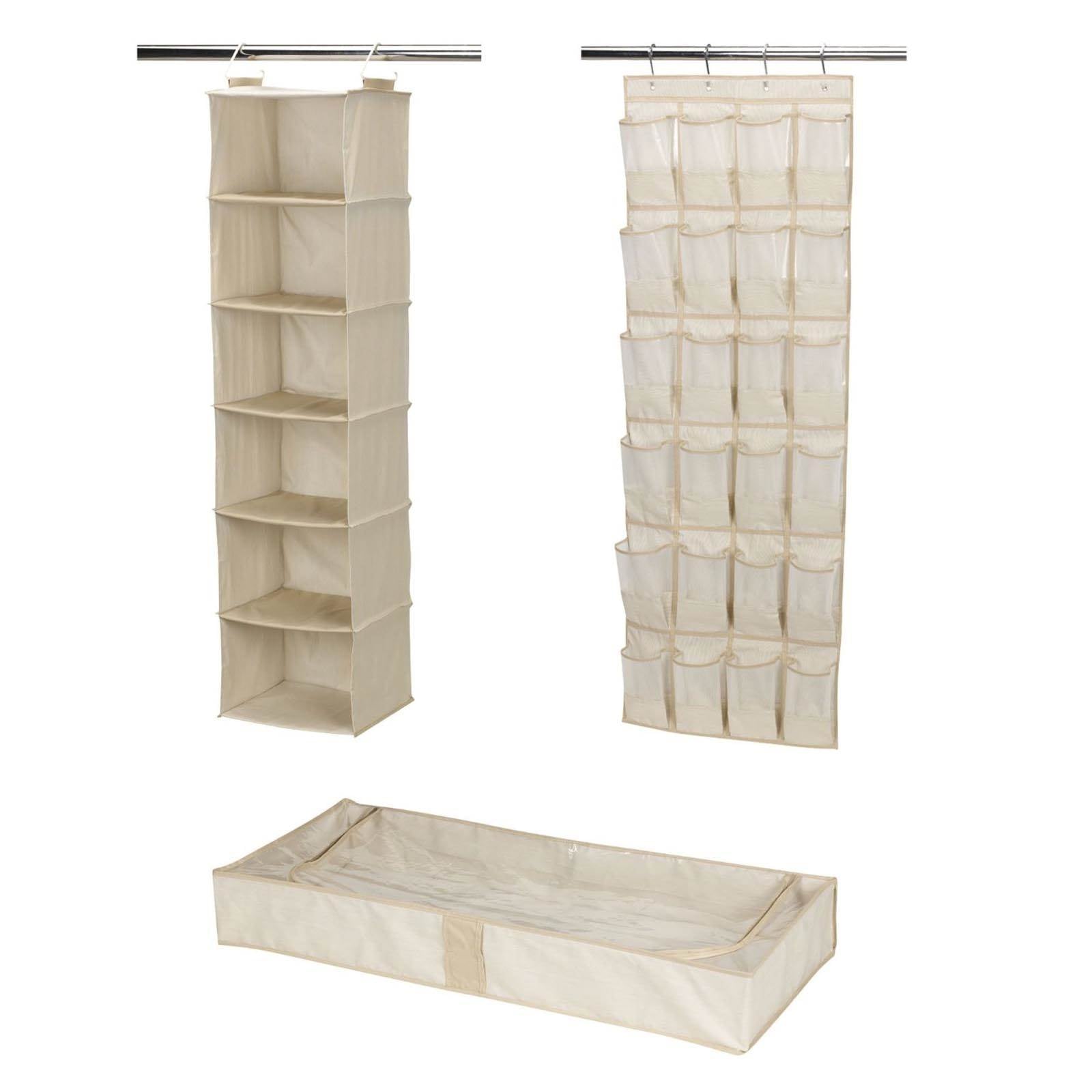 Household Essentials 3pc Combo Closet Organization Storage Set Ivory - Open Box