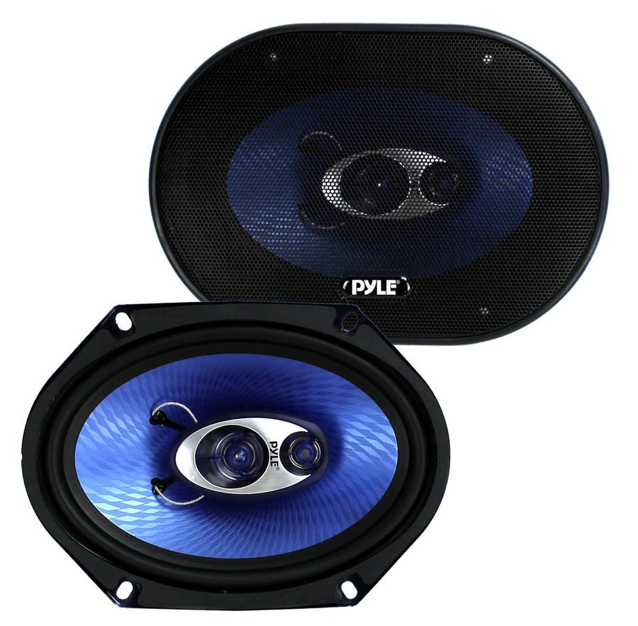 Pyle PL683BL 6x8" 360 Watt 3-Way Car Coaxial Audio Speakers Stereo, Blue (Pair) - VMInnovations