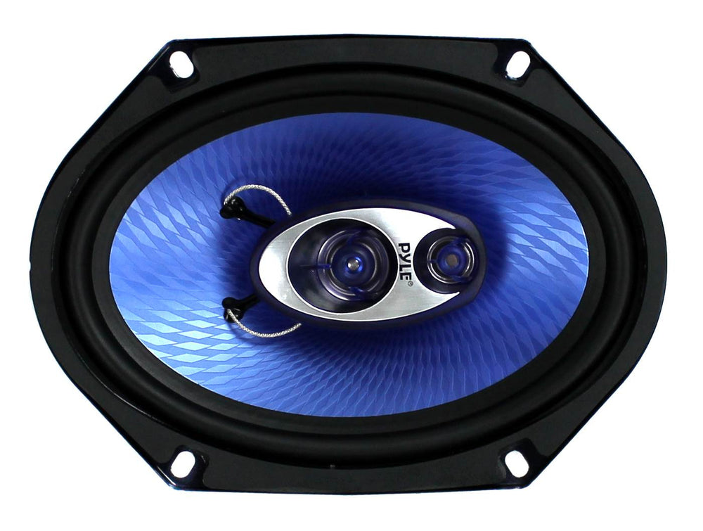 Pyle PL683BL 6x8" 360 Watt 3-Way Car Coaxial Audio Speakers Stereo, Blue (Pair) - VMInnovations