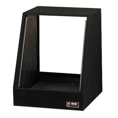 Odyssey 12 Space 12U Angled Face Open Back Carpeted Studio Storage Rack, Black - VMInnovations