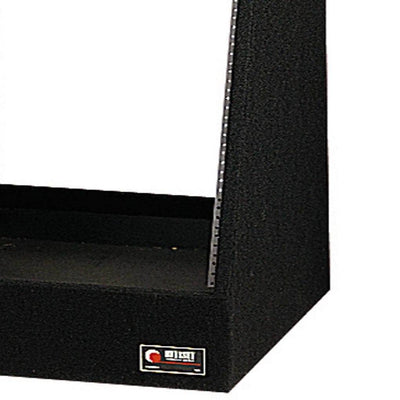 Odyssey 12 Space 12U Angled Face Open Back Carpeted Studio Storage Rack, Black - VMInnovations