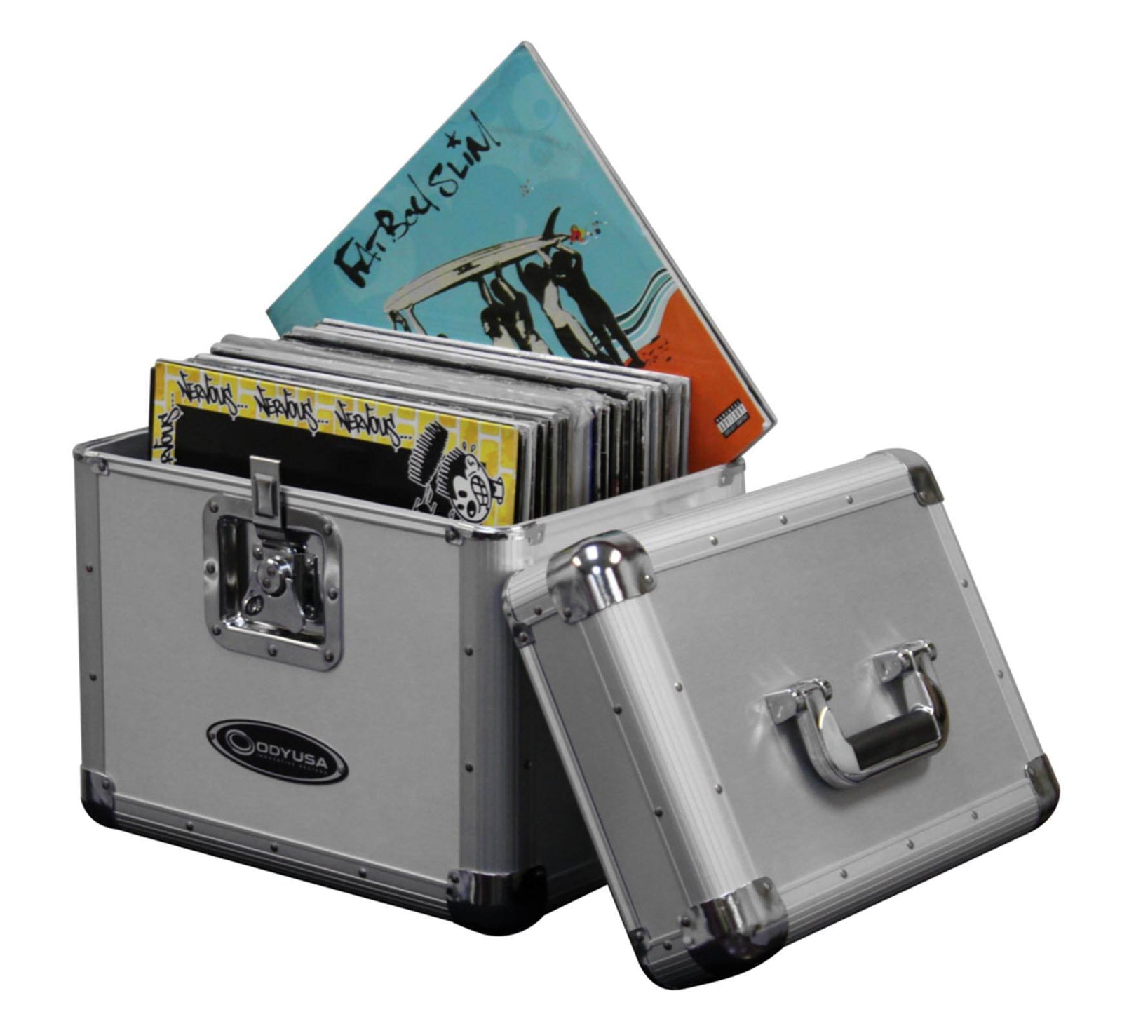 Odyssey KROM Series Record Utility Case for 70 12" Vinyl Records & LPs, Silver - VMInnovations