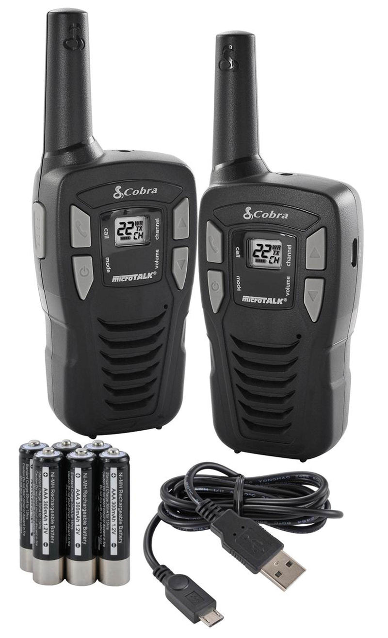 (2) COBRA CXT195 16 Mile 22 Ch FRS/GMRS Walkie Talkie 2-Way Radios w/ Headsets
