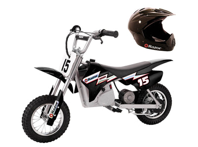 Razor MX400 Dirt Rocket 24V Electric Toy Dirt Bike & Full Face Helmet, Black
