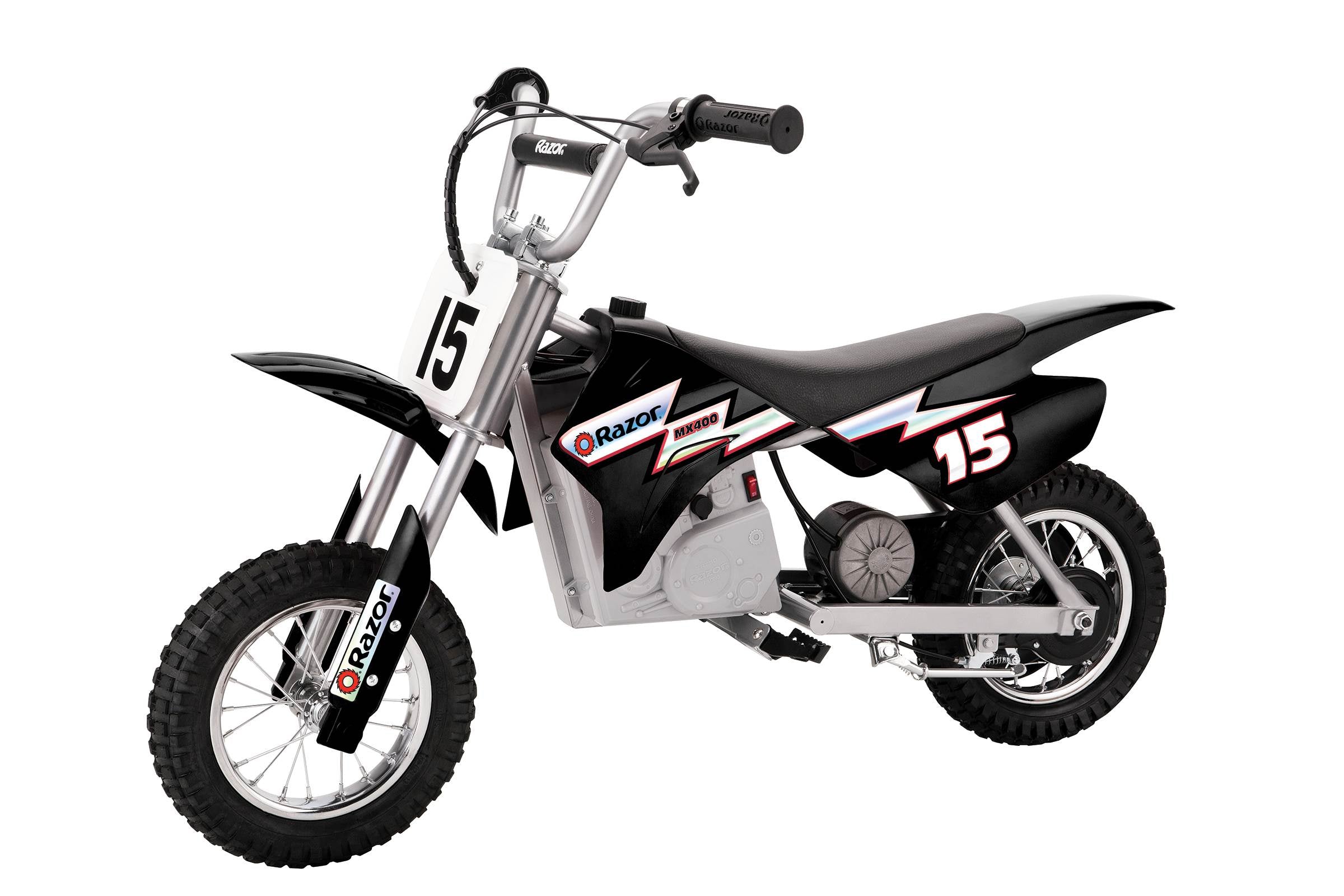 Razor MX400 Dirt Rocket 24V Electric Toy Dirt Bike & Full Face Helmet, Black