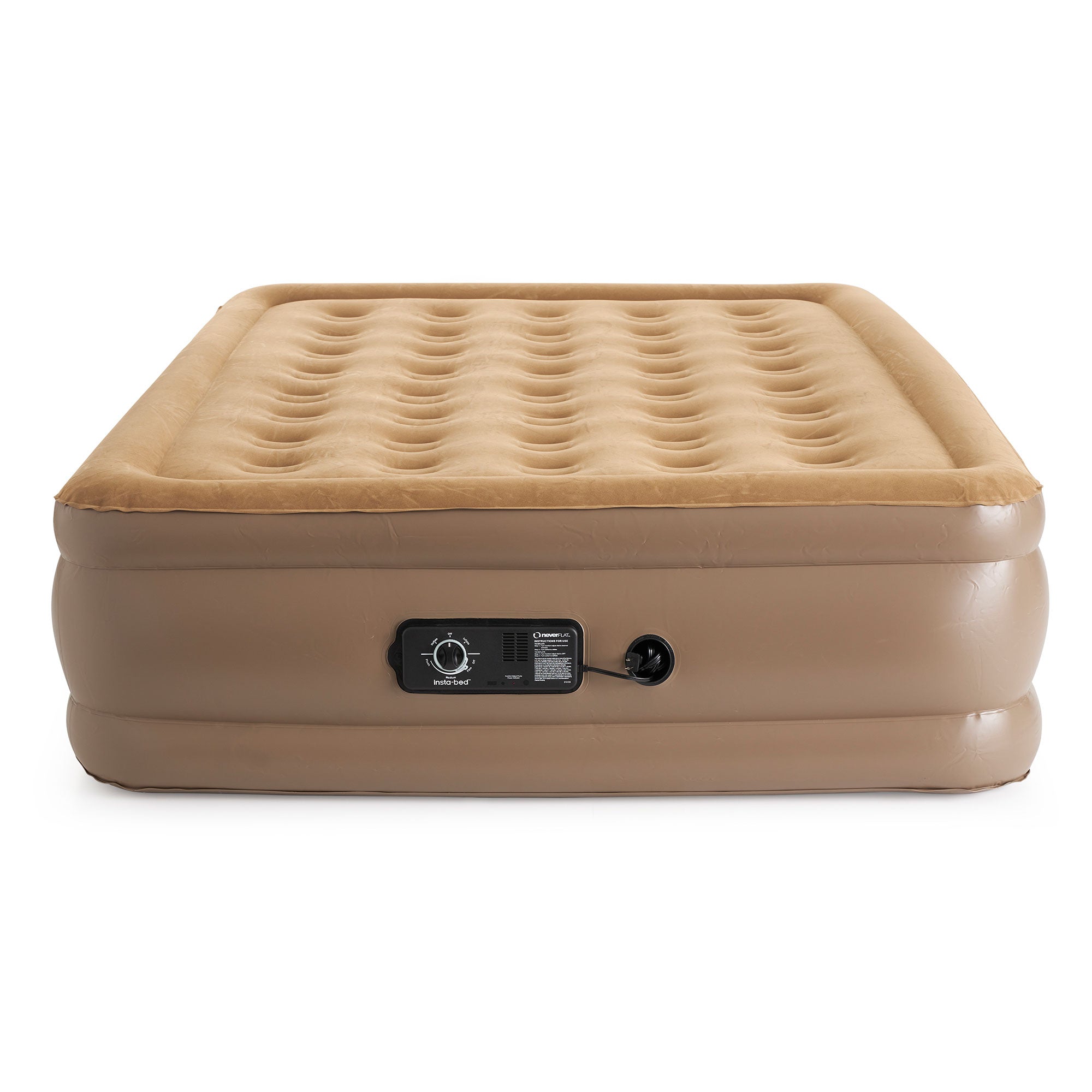 Insta-Bed Raised 18" Inflatable Queen Airbed w/ neverFlat Pump, Beige (Damaged)