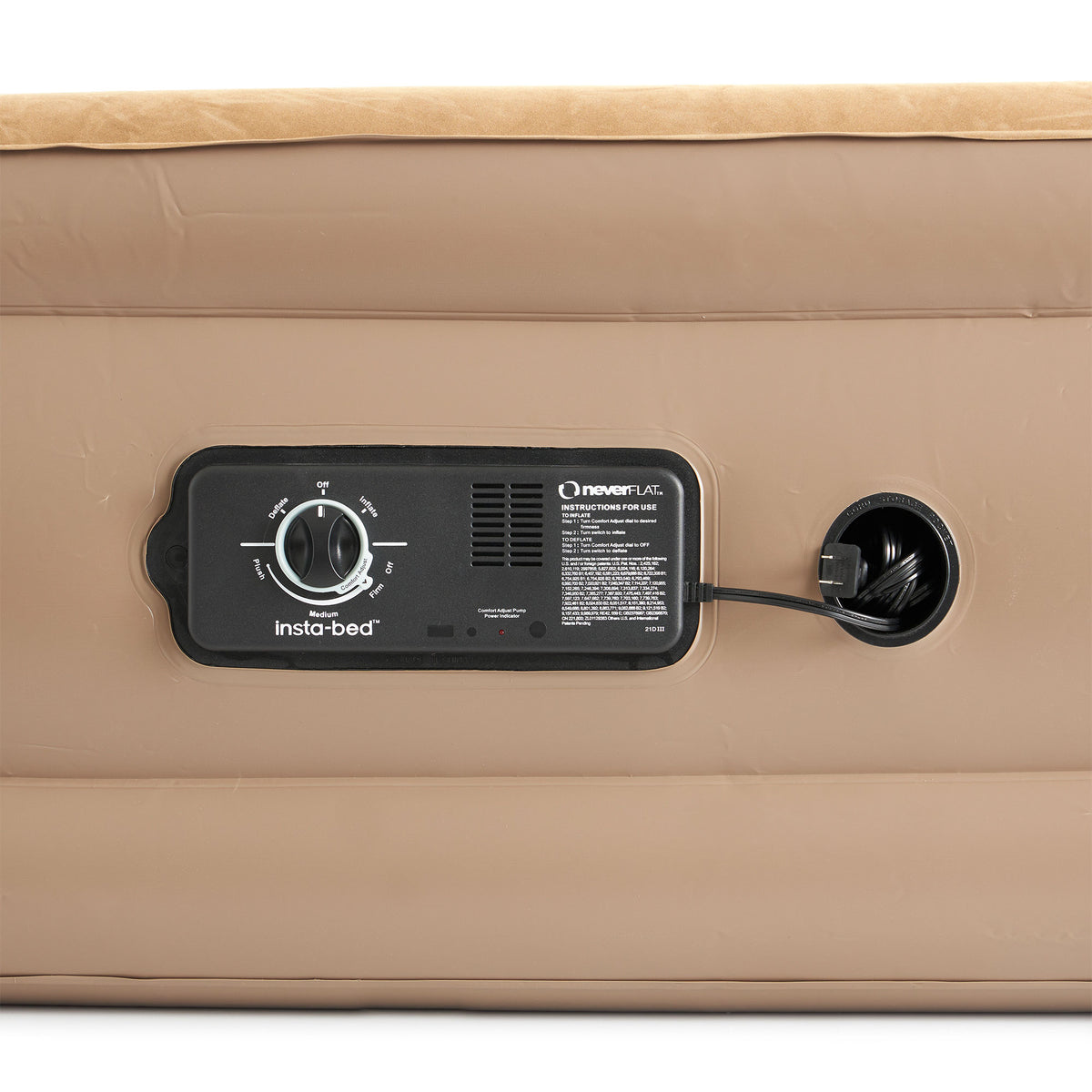 Insta-Bed Raised 18" Inflatable Queen Airbed w/ neverFlat Pump, Beige (Damaged)