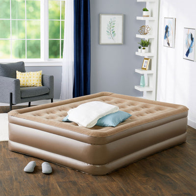 Insta-Bed Raised Inflatable Queen Air Bed with neverFlat Pump, Beige (For Parts)
