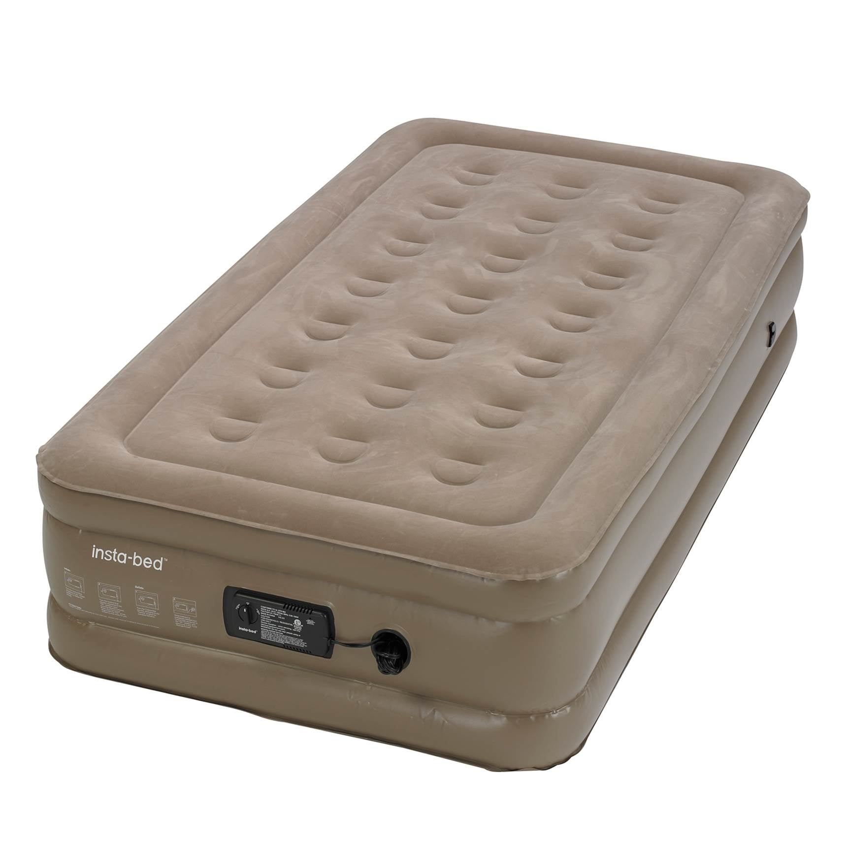 Insta-Bed Raised Twin Air Bed Mattress with Built-In Air Pump (Open Box)