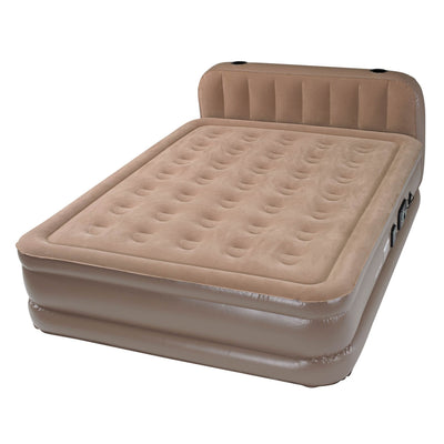 InstaBed Raised Queen Headboard Air Bed Mattress & neverFLAT Air Pump (Open Box)