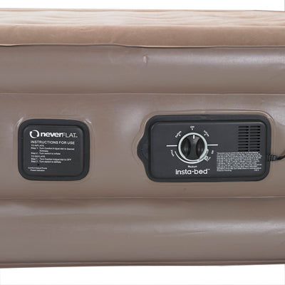 InstaBed Raised Queen Headboard Air Bed Mattress & neverFLAT Air Pump (Open Box)