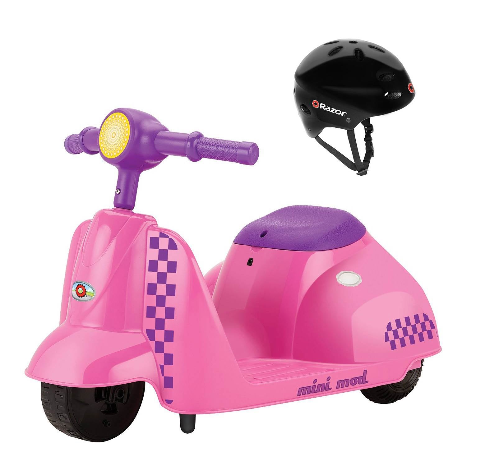 Razor Jr. Mini Mod Electric Scooter Rid-On Moped Pink with Child Sport Helmet
