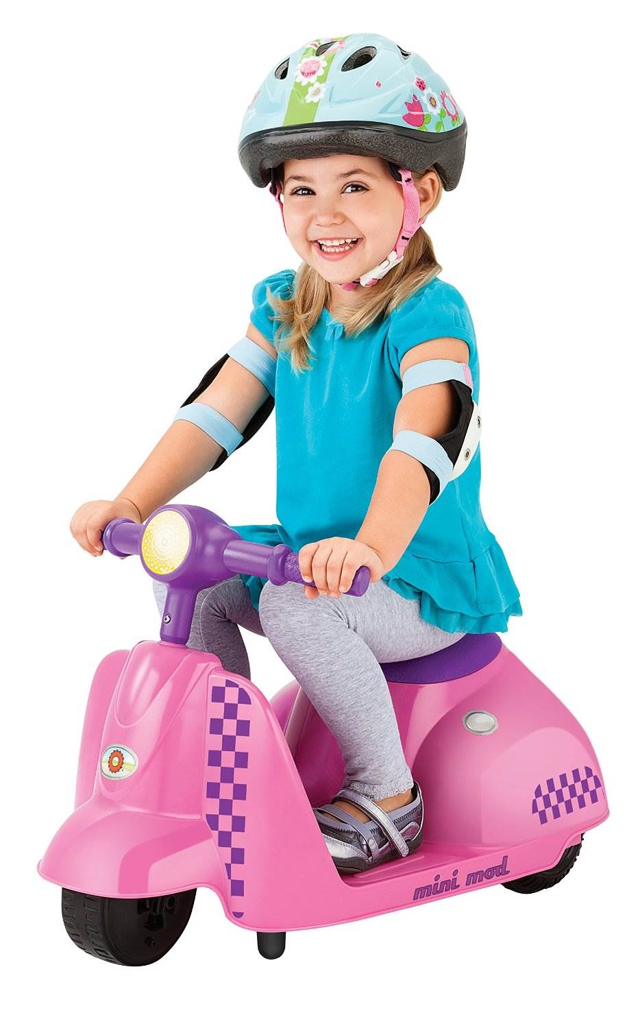 Razor Jr. Mini Mod Electric Scooter Rid-On Moped Pink with Child Sport Helmet