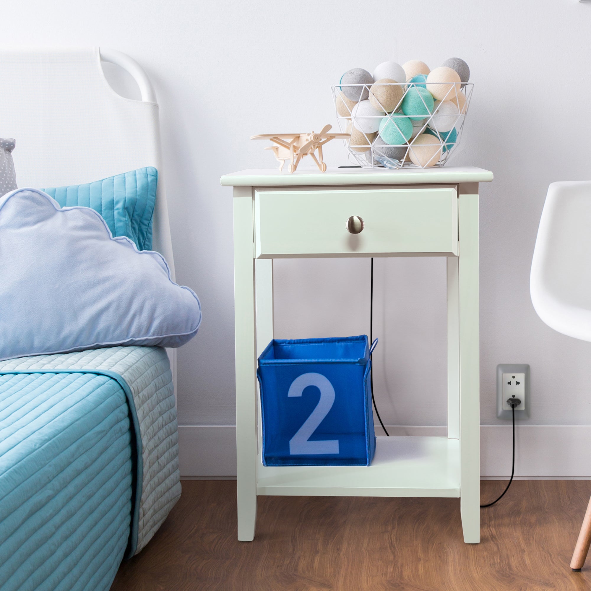 Casual Home Night Owl Bedroom Nightstand with Included USB Port Station (Used) - VMInnovations