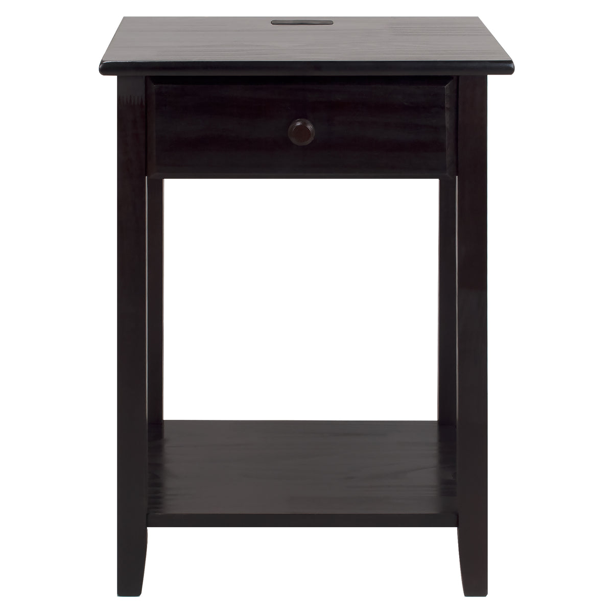 Casual Home Night Owl Bedroom Nightstand with Included Discrete USB Port Station
