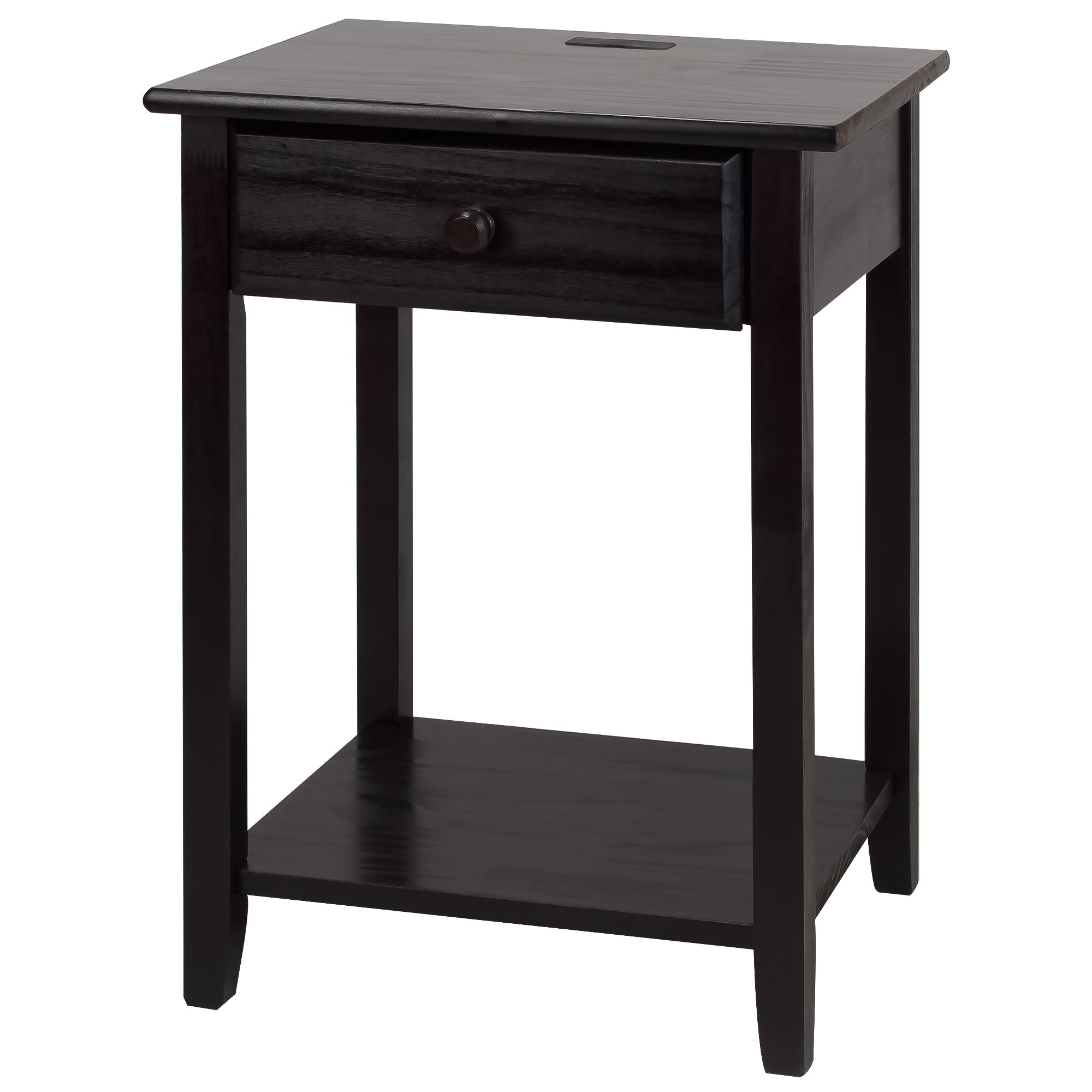 Casual Home Night Owl Bedroom Nightstand with Discrete USB Port Station (2 Pack)