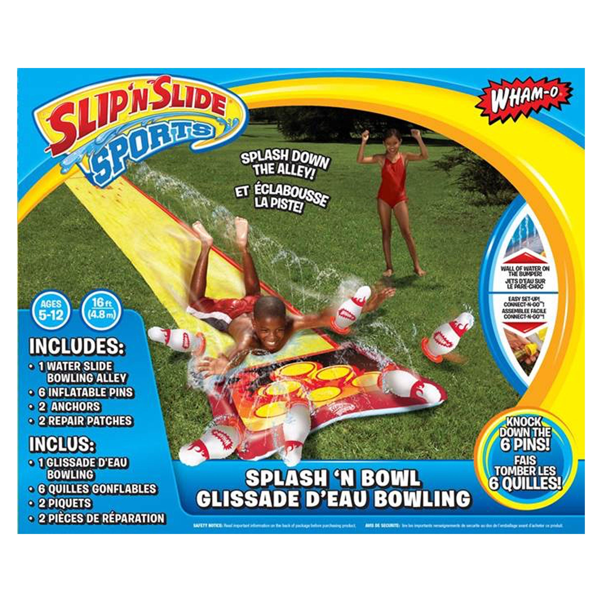 Wham-O Splash 'N Bowl Outdoor Slip 'N Slide Sports with 6 Inflatable Pins (Used)