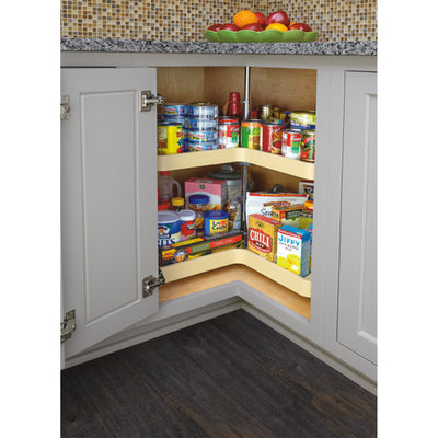 Rev-A-Shelf 6472-32-15-52 32-Inch Polymer 2-Shelf Kidney Lazy Susans, Almond