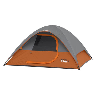 CORE Equipment 3 Person 7' x 7'  Dome Camping Tent | Orange/Grey (Open Box)