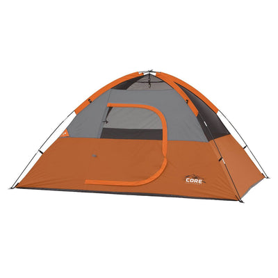 CORE Equipment 4 Person 9' x 7' Dome Camping Tent - Orange/Grey (Open Box)