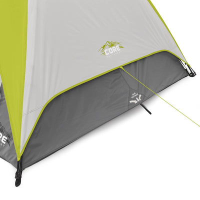 CORE 3 Person Instant Pop Up 7' x 7' Dome Camping Tent - Green/Grey (Open Box)