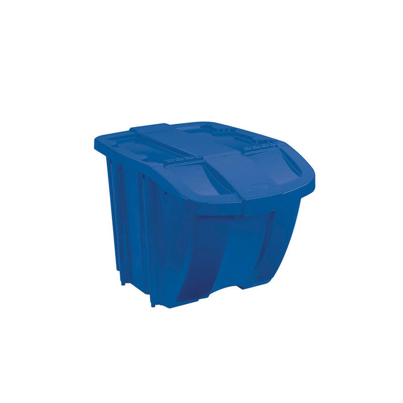 Suncast 18 Gallon Durable Stackable Resin Home Storage Bin w/ Lid, Blue (4 Pack)