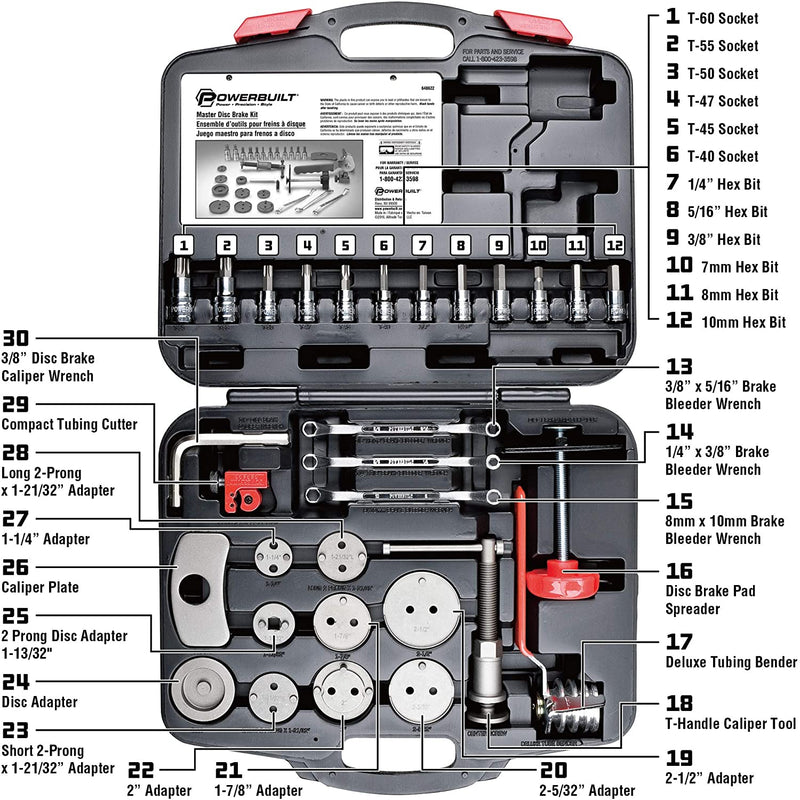 Powerbuilt Master Disc Brake Tool Repair Kit w/ Carrying Case (Open Box)